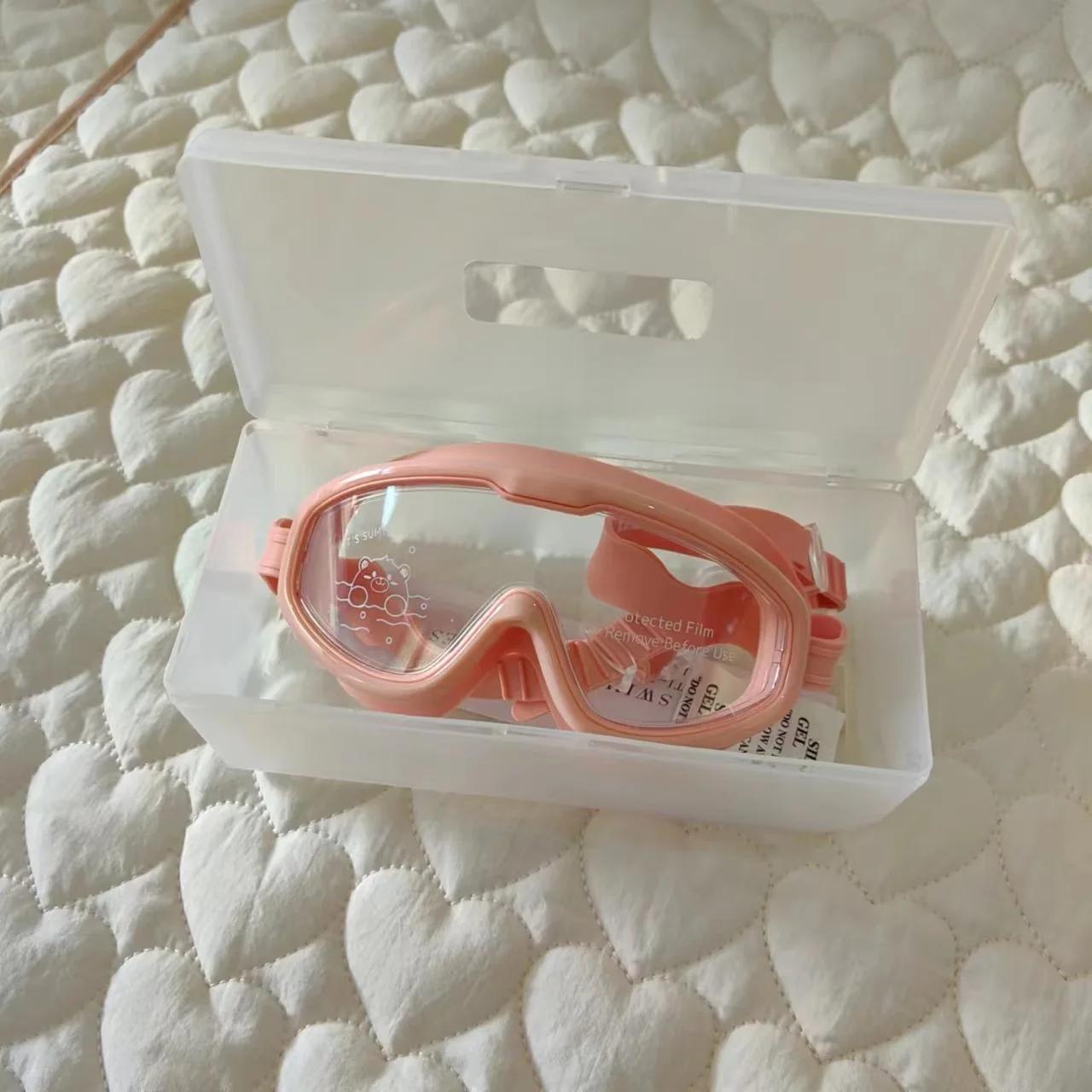 Boys and Girls Swimming Goggles Water Repellent Anti-fog Diving Goggles Equipment Adjustable Size Ins Korean Childrens Swimming Goggles