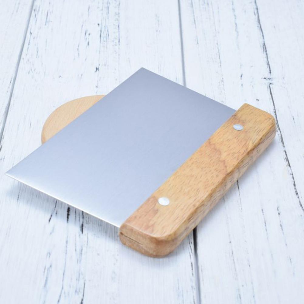 Stainless Steel Dough Scraper and Portioning Tool with Wooden Handle