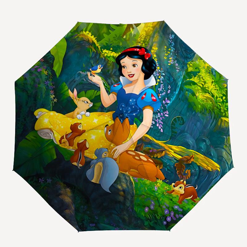 1pc Snow White and the Animals Cartoon Umbrella, Portable 3-Fold Compact Umbrella, Suitable for Camping, Hiking and Travel, Ideal Easter Bir