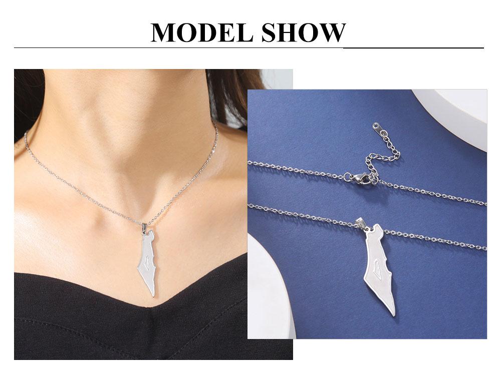 Cazador Stainless Steel Jewelry 2025 Israel Palestine Map Pendant Necklace for Women Gold Color Geography Country Gift Wholesale
