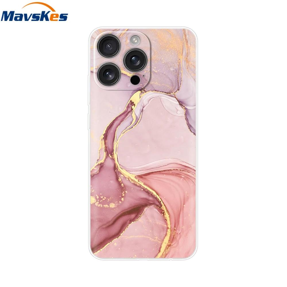 For iPhone 16 Pro Case 16 Plus Lovely Heart Soft Silicone TPU Painted Phone Cases for Apple iPhone16 Pro Max Cover Shell New Bag