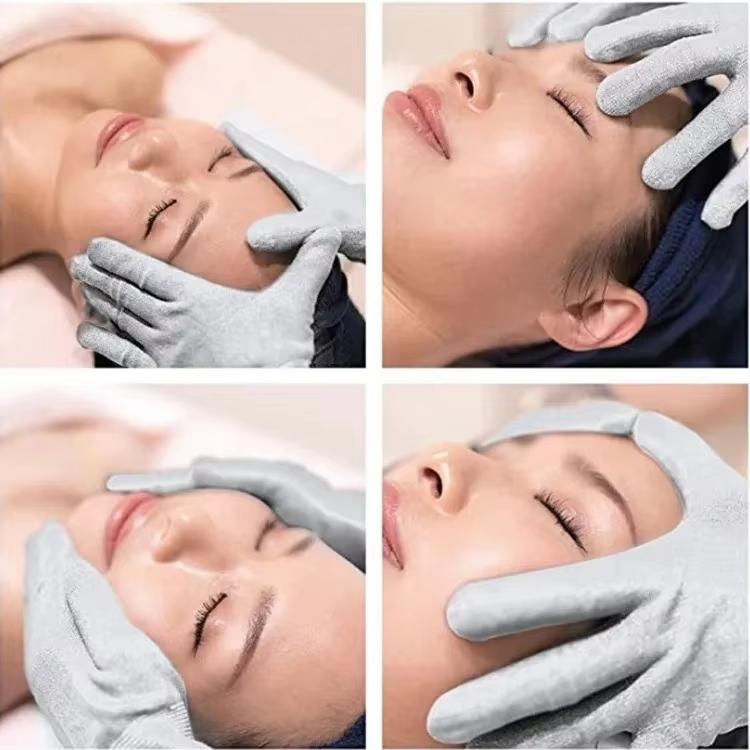 TENS EMS Massage Gloves 4 Mode 9 Level Hand Muscle Relaxation Device Beauty Spa Wellness Tool USB Rechargeable Silver Fiber