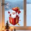 Indoor Outdoor Holiday Decor Santa Gift Box Sticker Christmas Static Window Decal Removable Waterproof Pattern PVC Decal for Glass Doors Windows,