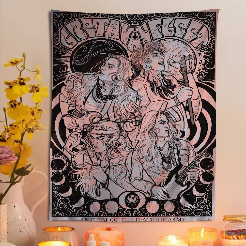Greta Van Fleet Band Rock Cartone Animato Arazzo Arte Fantascienza Stanza Arredamento Casa Arte Arredamento Casa
