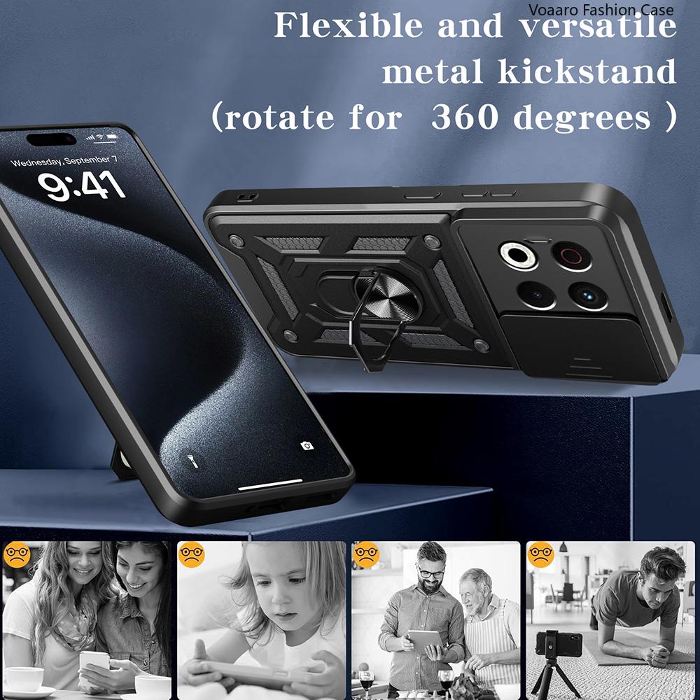 Slide Lens Armor Funda for Tecno Spark 30 Pro 4G Case Magnetic Rotate Ring Stand Holder Cover for Tecno Spark 30 Pro 4G Case