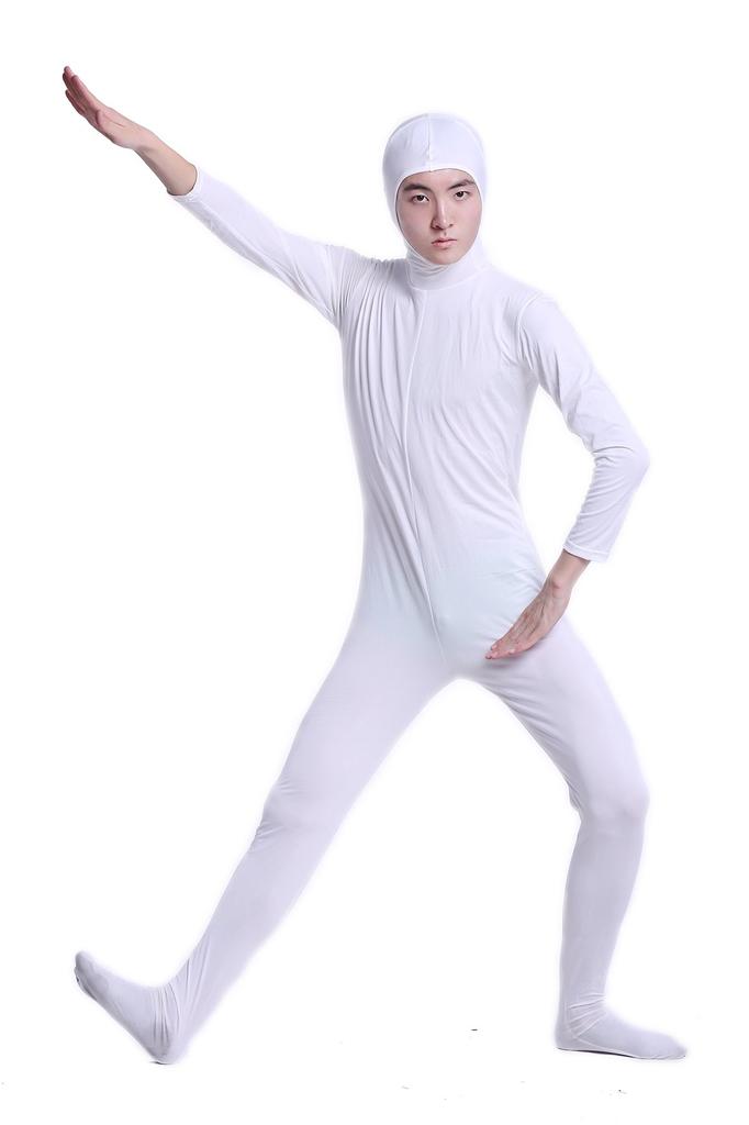 Omoshiro Club Zentai XXS Fits 120cm To 130cm Open Kigurumi Costume, Full-Body Suit, White, Children's Size, Tall, Face, (SS03-2H)