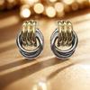 Stylish Knot Dangle Earrings Jewelry Trendy Gold Silver Knot Earrings with Geometric Dangle Design for Fashionistas