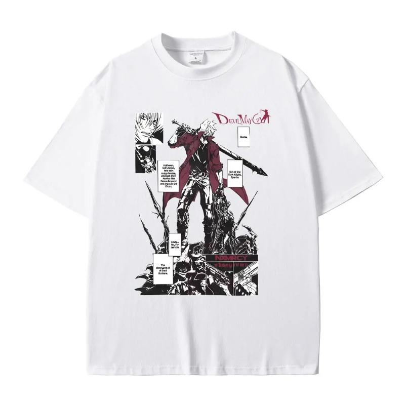 Anime Devil May Cry Syn Spardy Dante Koszulka z grafiką Mężczyźni Kobiety Manga Luźne Koszulki Męskie Codzienne Bawełniane Vintage Koszulki