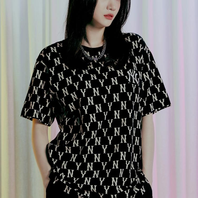 New MLB Base Logo T Shirts Unisex Black 3ATSM0114-50BKS