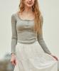 KOLEAT Lace Layered Round Inner Long Sleeve Tee [Gray] Kcl.