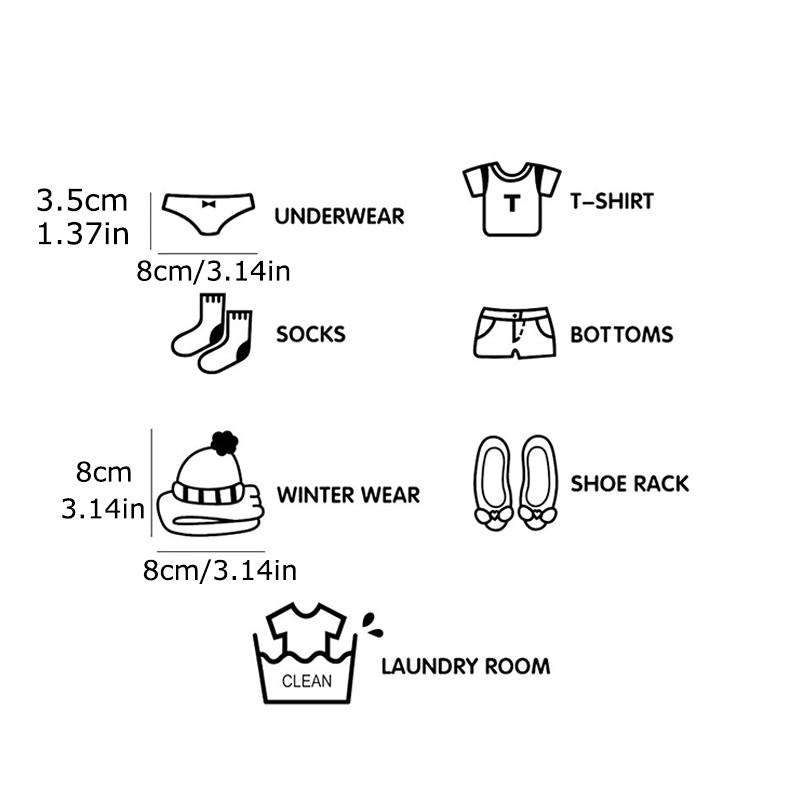 

1 Набор Наклейки для организации домашнего шкафа Не повреждающие настенные этикетки для хранения чёрный
