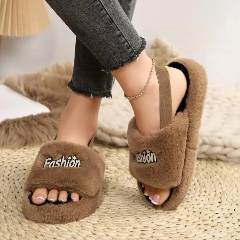 Warm Winter Slippers Fashion Women's Plush Thick-soled Flat Indoor Women's Slippers Non Slip Comfort Bedroom Slippers