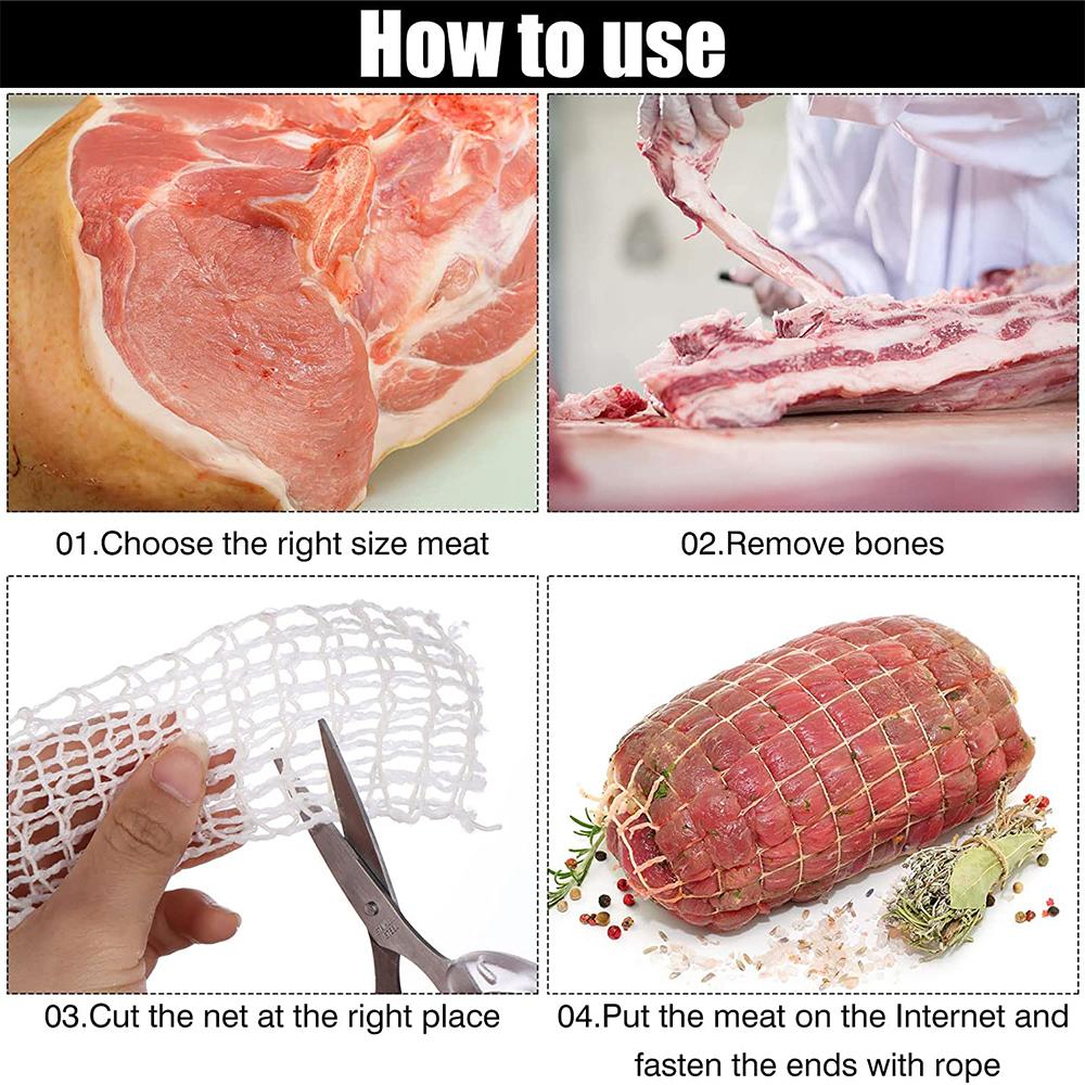 1/2/3 Meter Cotton Meat Net Ham Sausage Roll Net Roll Hot Dog Marinated Meat Net Sausage Packaging Tools Kitchen Cooking Tool