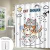 Cute Cat Shower Curtain Playful Cartoon Cats Rainbow Hearts Design Vibrant Cat Shower Theme Polyester Easy Clean With Hooks