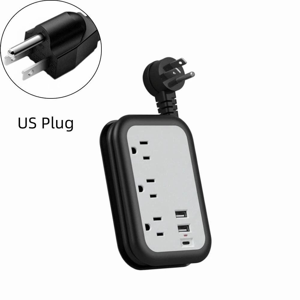 

2 USB Ports US Power Strip Type-C Port US Plug Extension Socket Travel Adapter Travel чорний/білий