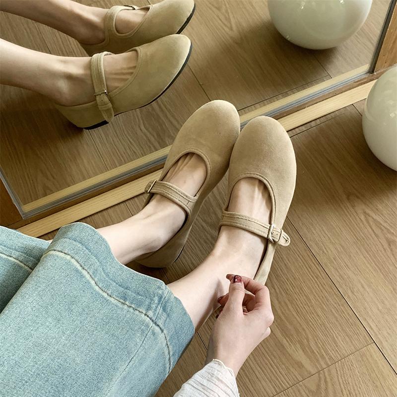 Designer Spring Flats Women's Mary Jane Shoes Comfort Shallow Buckle Shoes Party Wedding Candy Color Female Shoes