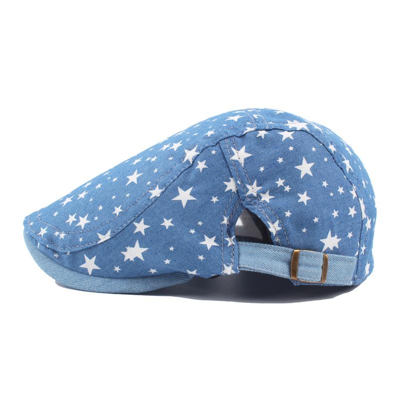 Peak Chasing Wolf Fashion Spring And Summer Ladies Print Denim Cap Casual Painter Hat Vintage Sunshade Beret