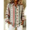 Christmas Style Women's Long-Sleeve Collared Breathable Shirt Relaxed Fit Plus Size Women's Christmas Party Top