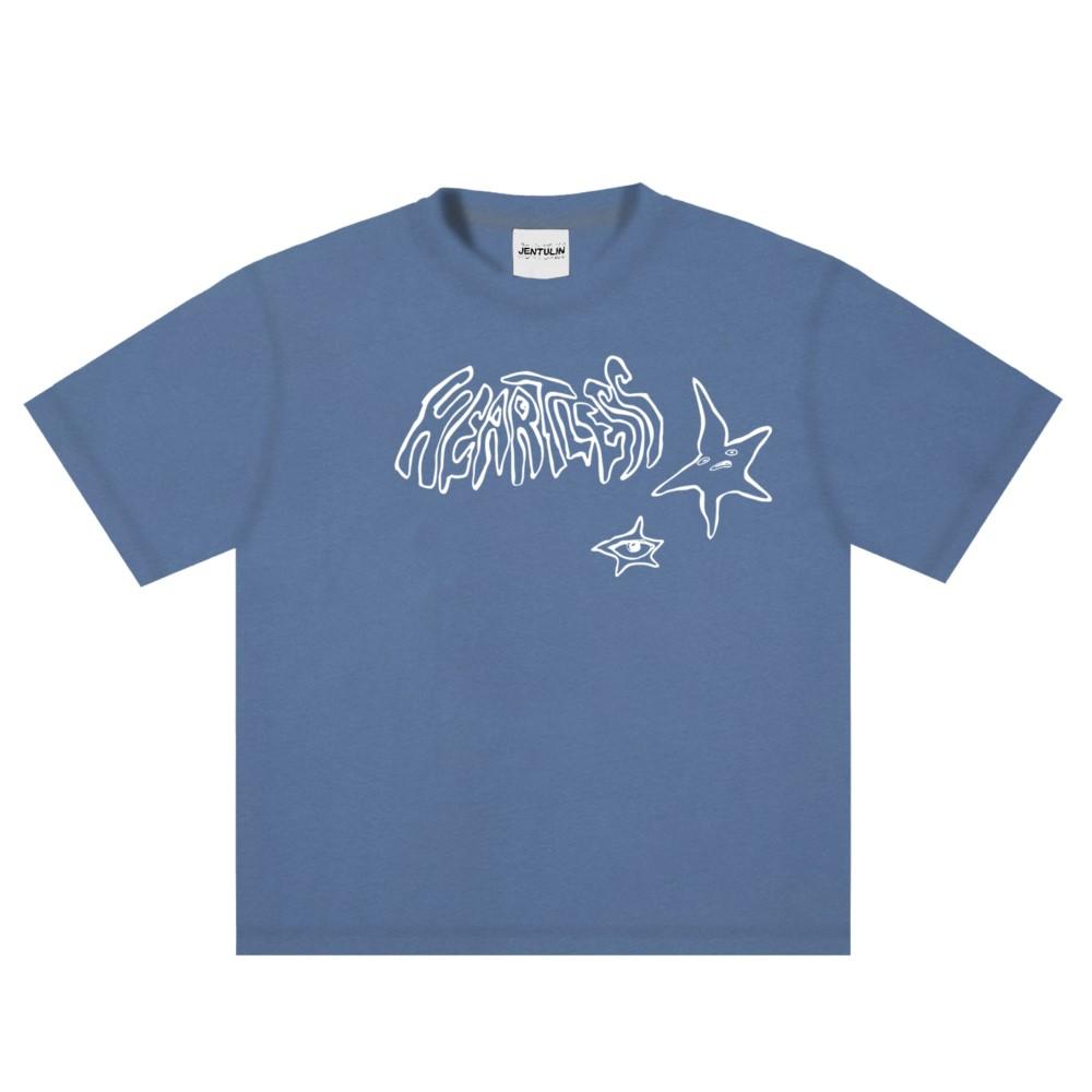 Harajuku Oversized Streetwear Herrenbekleidung Heartless Grafik Sternenprint T-Shirt Baumwolle Hip Hop Punk Kurzarm Top Gothic Y2k