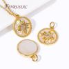 Pendentifs Rond Soleil Plaqué Or 18K Laiton Métal de Haute Qualité Charms Coquille Incrustée Pour Fabrication de Bijoux Accessoires DIY Vente en Gros