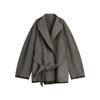French Style Large Lapel Casual Versatile Long Sleeve Tied Coat Women Coats L8WND258