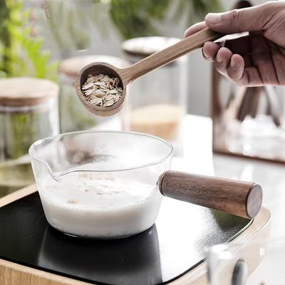 Pentola in vetro Latte Pentola per noodle istantanei Pentola per zuppa Pentole per porridge Manico in legno Fiamma aperta Riscaldamento Pentole da cucina Pentola in terracotta