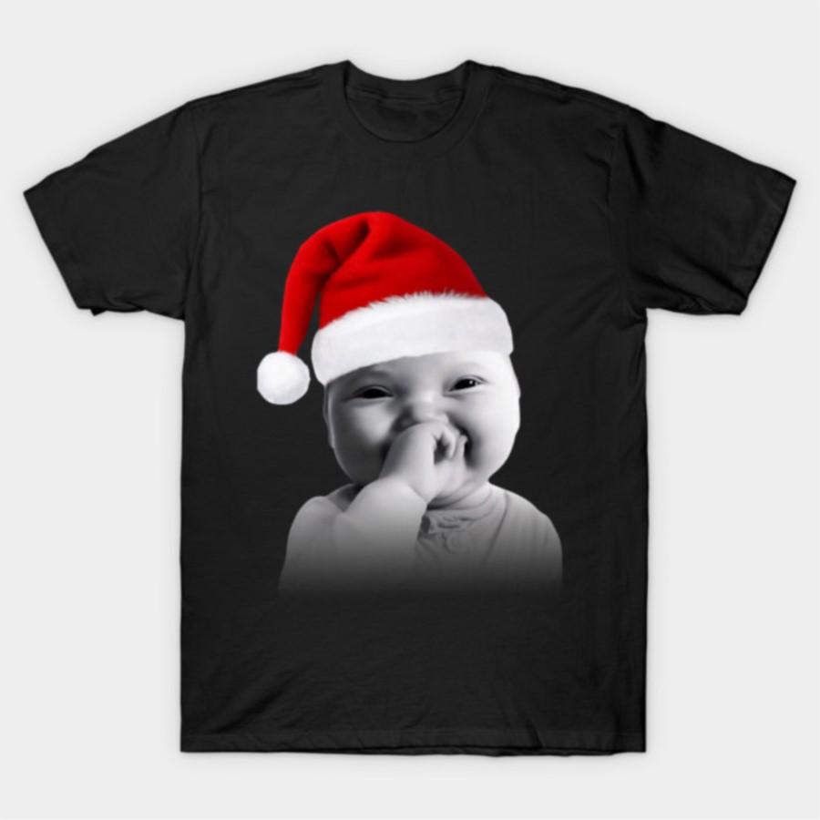 Funny Niche Baby Gen Z Meme Giggling AI Laughing Christmas T-shirt For Men Women 100% Cotton T Shirts Short Sleeve Tops 1208-... S разноцветный