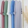 Solid Color Muslim Women's Abaya Dress Set