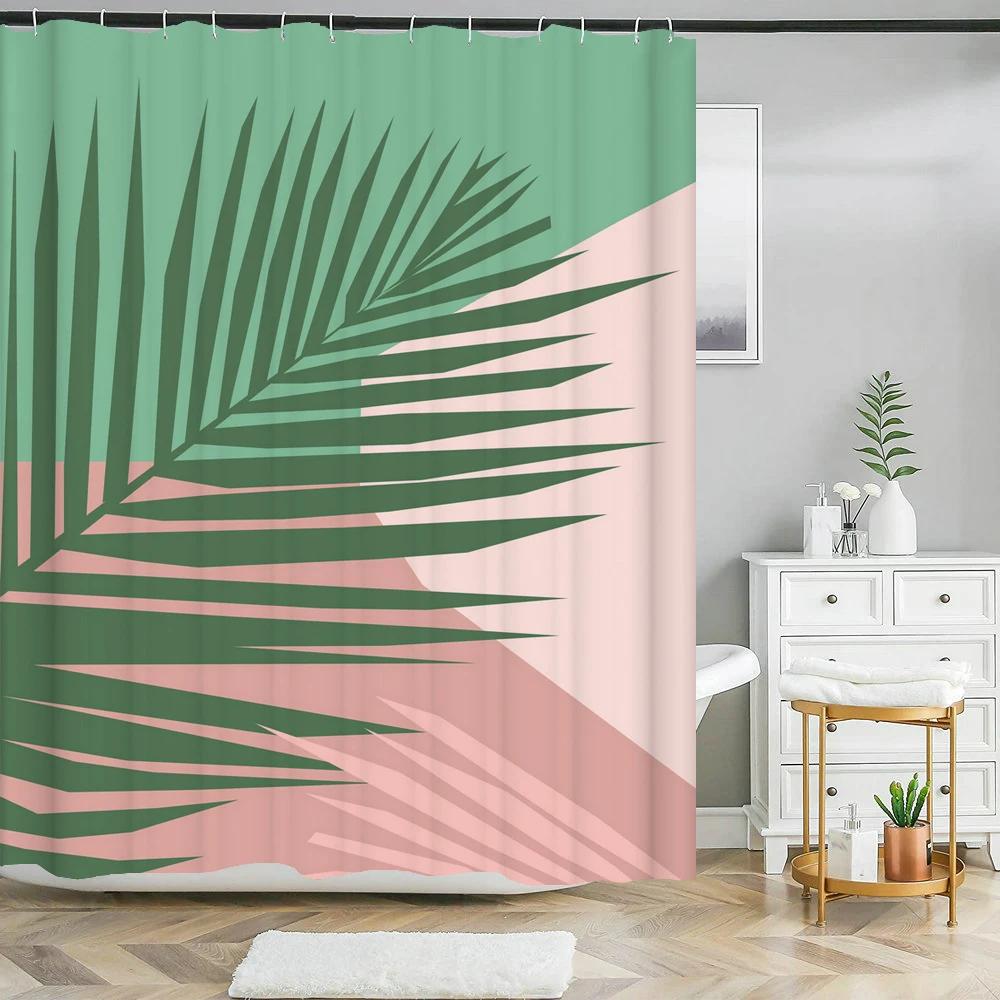 Nordic Style Abstract Art Line Shower Curtains Waterproof Polyester Bath Curtain Morandi Color Block for Bathroom Curtains Decor