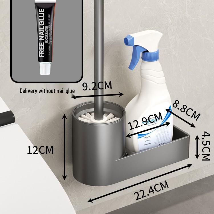 Space Aluminum Wall-Mounted Toilet Brush Set - No Dead Angle, Punch-Free Cleaning Solution