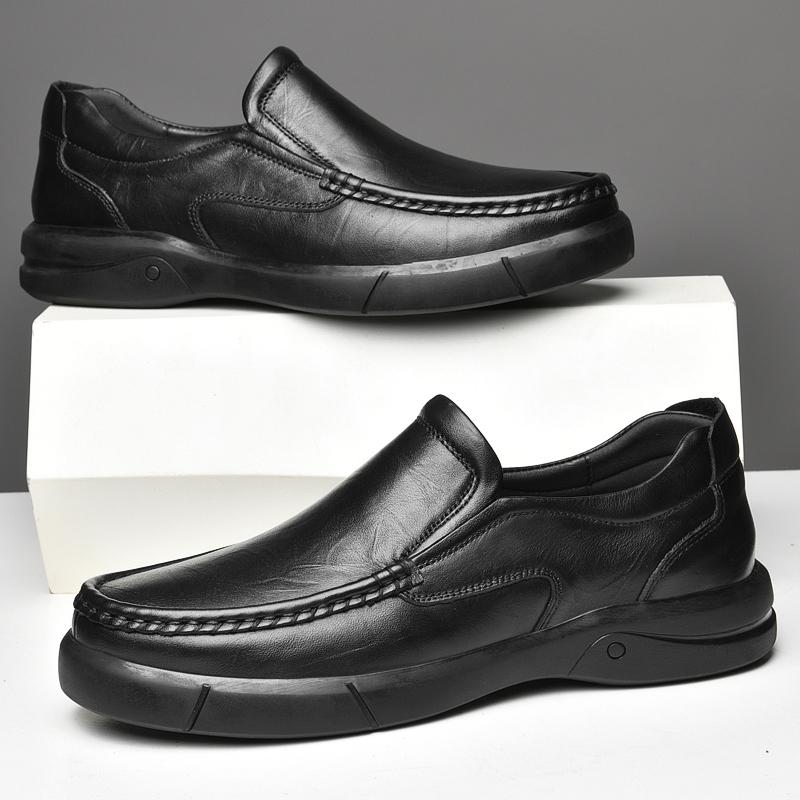 New Genuine Leather Shoes Men's Winter Leisure All-match High Quality Breathable Foot Peas Shoes Spring Loafers Winter Platform