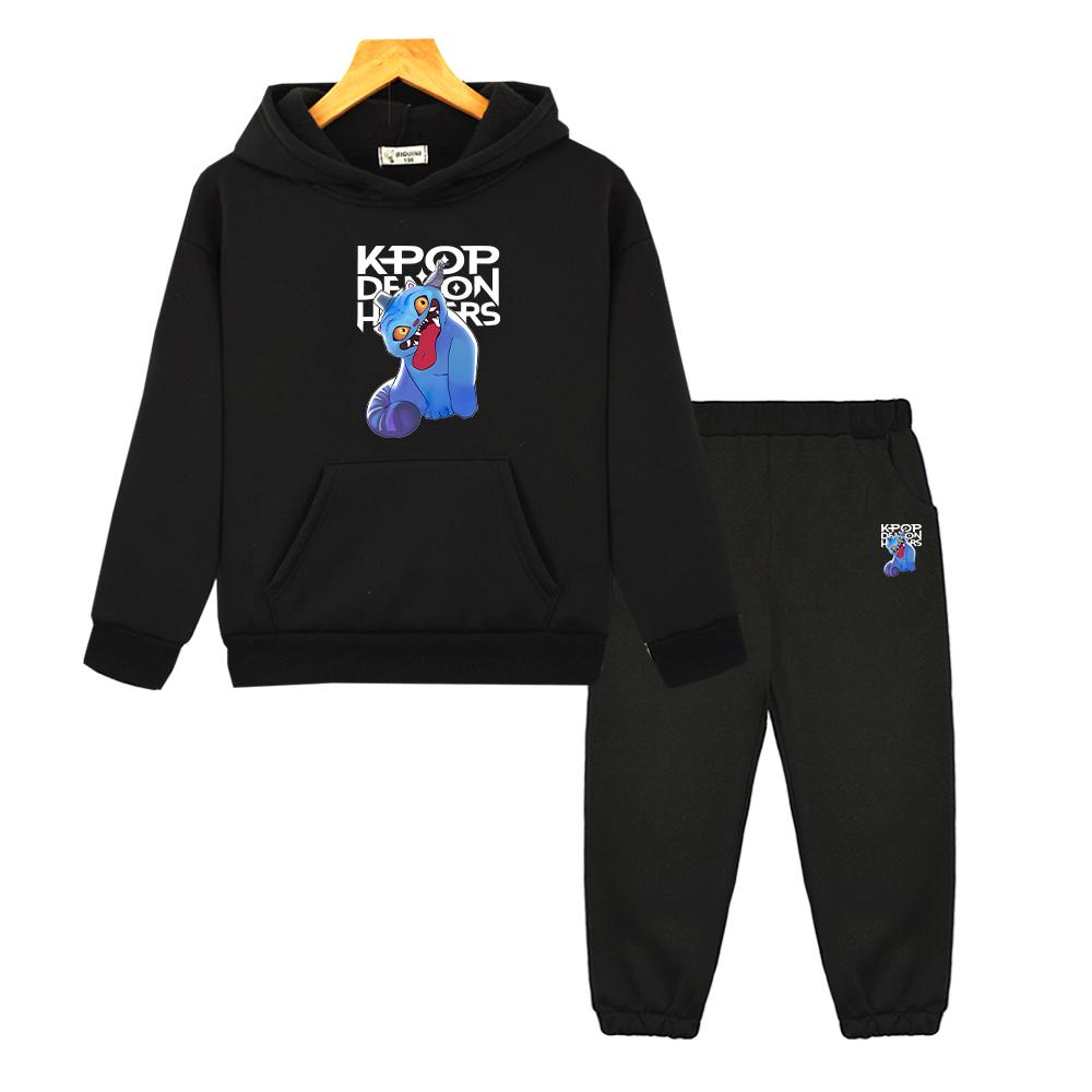 kids boutique clothes kpop demon hunters print hoodie Fleece Sweatshirt Jacket boys girls Hooded Spors Sets Autumn 2pcs pullover+Pants