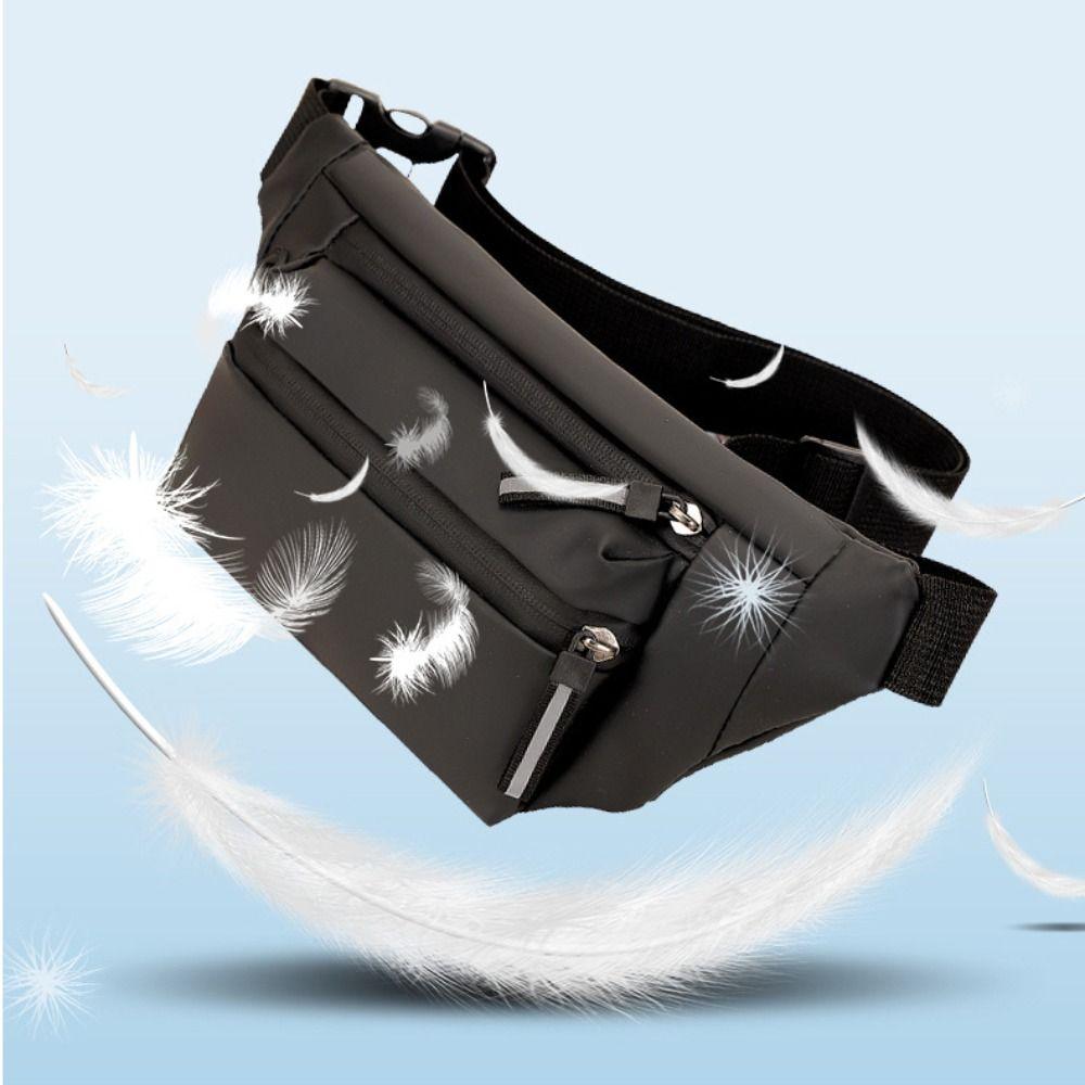 Fashionable PU Nylon Waist Bag Black Grey Blue Waterproof Outdoor Sports Bag Travel Bagpack Men Women