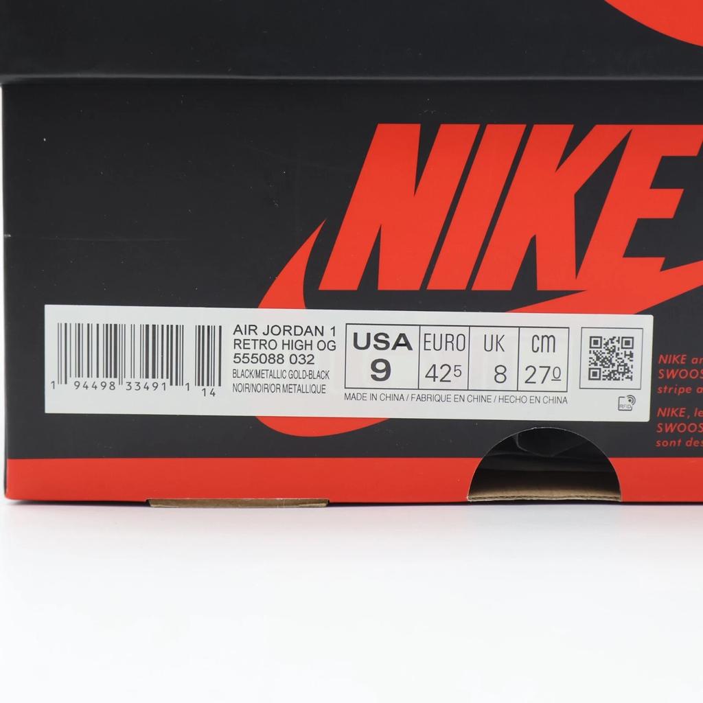 555088-032 Nike Air Jordan 1 Retro High OG Black Metallic Gold Patent (Men's)