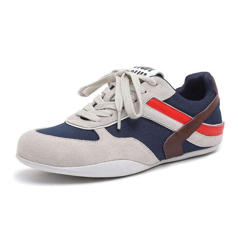 

Вінтажні шкіряні кросівки на шнурівці в стилі колор-блок для чоловіків та жінок - Колекція 2025 40 синій