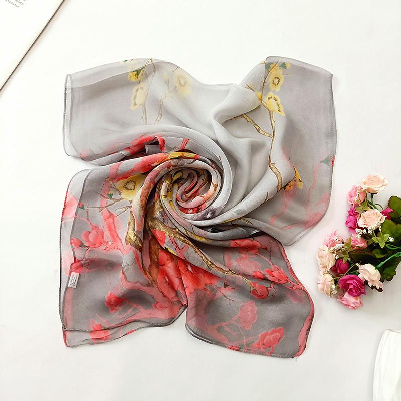 1Pc Scarves Thin Women Breathable Polyester Long Lady Shawl Chiffon Scarf Plum Blossom
