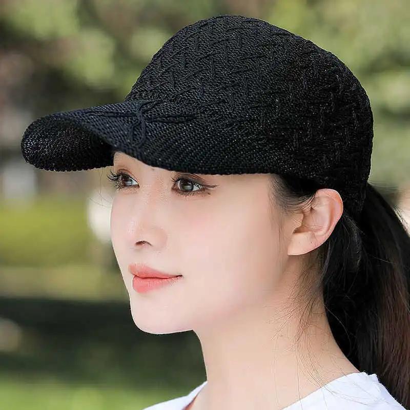WTEMPO Women's Casual Elegant Versatile Wide Brim Baseball Caps Solid Color Breathable Spring Summer Sun Hats