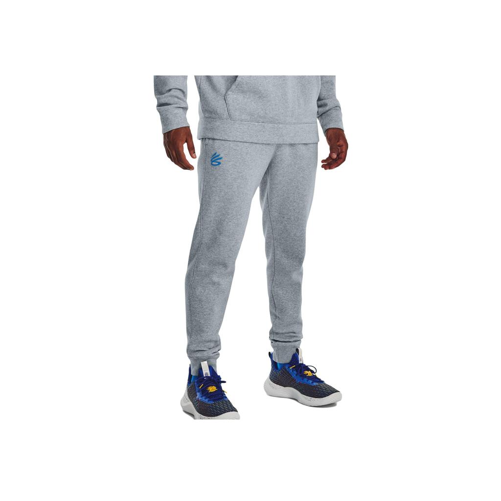 Under Armour Solid Fleece Jogger Knit Pants Men Bottoms Grey Blue 1374299-465