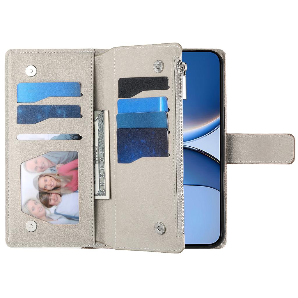 Pentru Xiaomi Redmi Turbo 4 Pro 5G/Poco F7 5G Huse Portofel cu Fermoar Piele cu Imbinare de Culori Husă Telefon Flip cu Curele