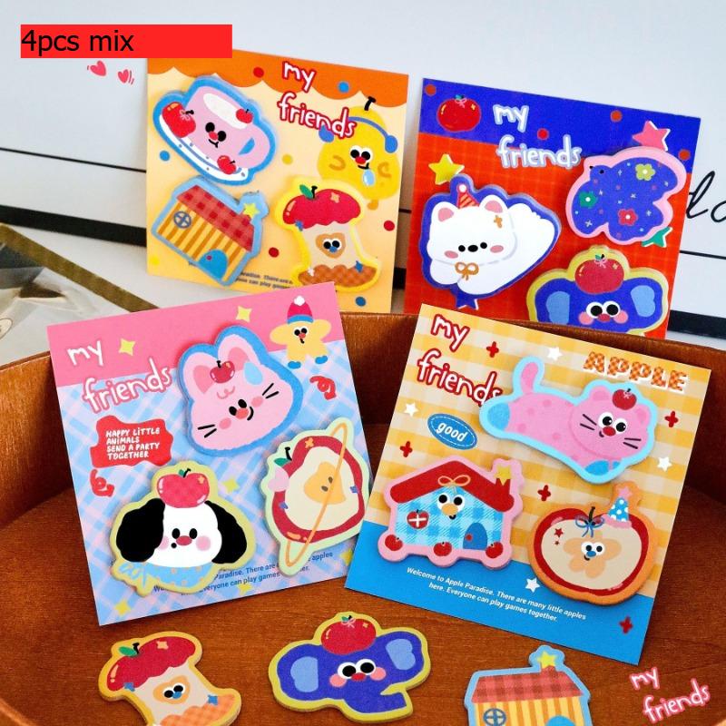 

Cute Pet Combination Gift Sticky Notes Student Cartoon Multiple Handbook Decoration Stickers Message Memo Pad Kawai Stationery