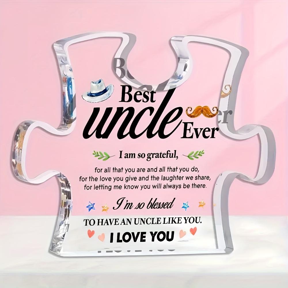 Best Uncle Ever Acrylic Puzzle - Vintage-Inspired  Best Uncle Ever  Quote with Heart & Design, Frameless Tabletop Decor for Living Room, Bedroom, or 9.5*7cm