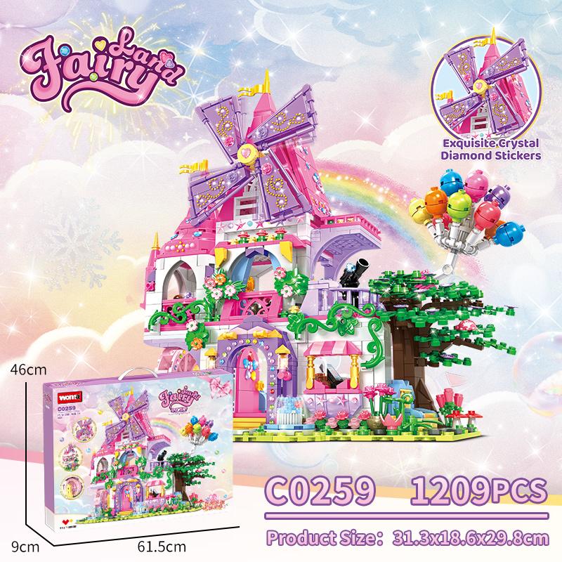 

WOMA TOYS C0259 1209 шт. DIY Алмазные наклейки Детские игрушки Ресторан Фэнтези Девушка Строительный набор кирпичных блоков