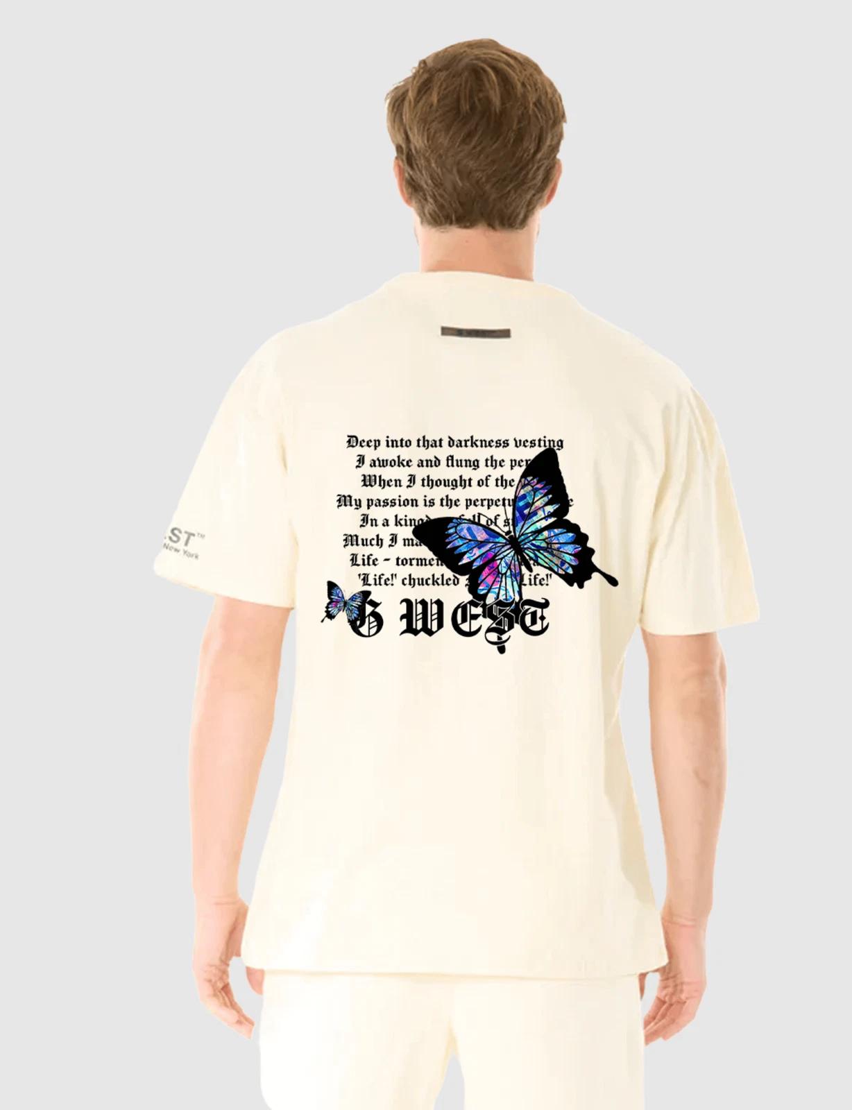 G WEST BUTTERFLY T-SHIRT - CLOUD CREAM S