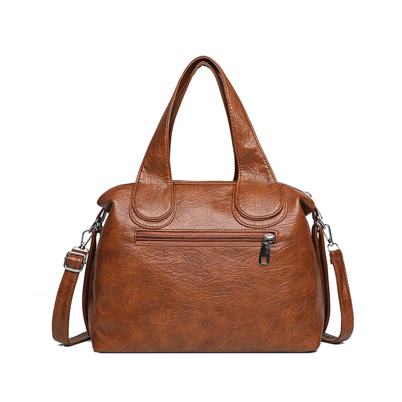 Retro Leather Female Multi-Pockets Shoulder Crossbody Bags For Women Mother 2 Layers Large Capacity Handbag Messenger Tote Bag