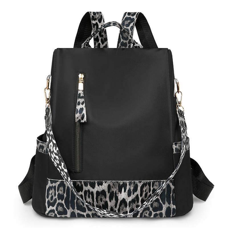 Women's Leopard Print Backpack Anti-Theft Travel Backpack Student Schoolbag