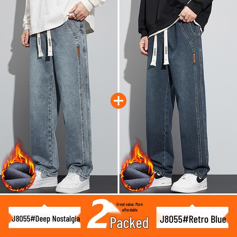 Herren 2025 Herbst/Winter Verdickte Samt Straight-Leg Casual Jeans