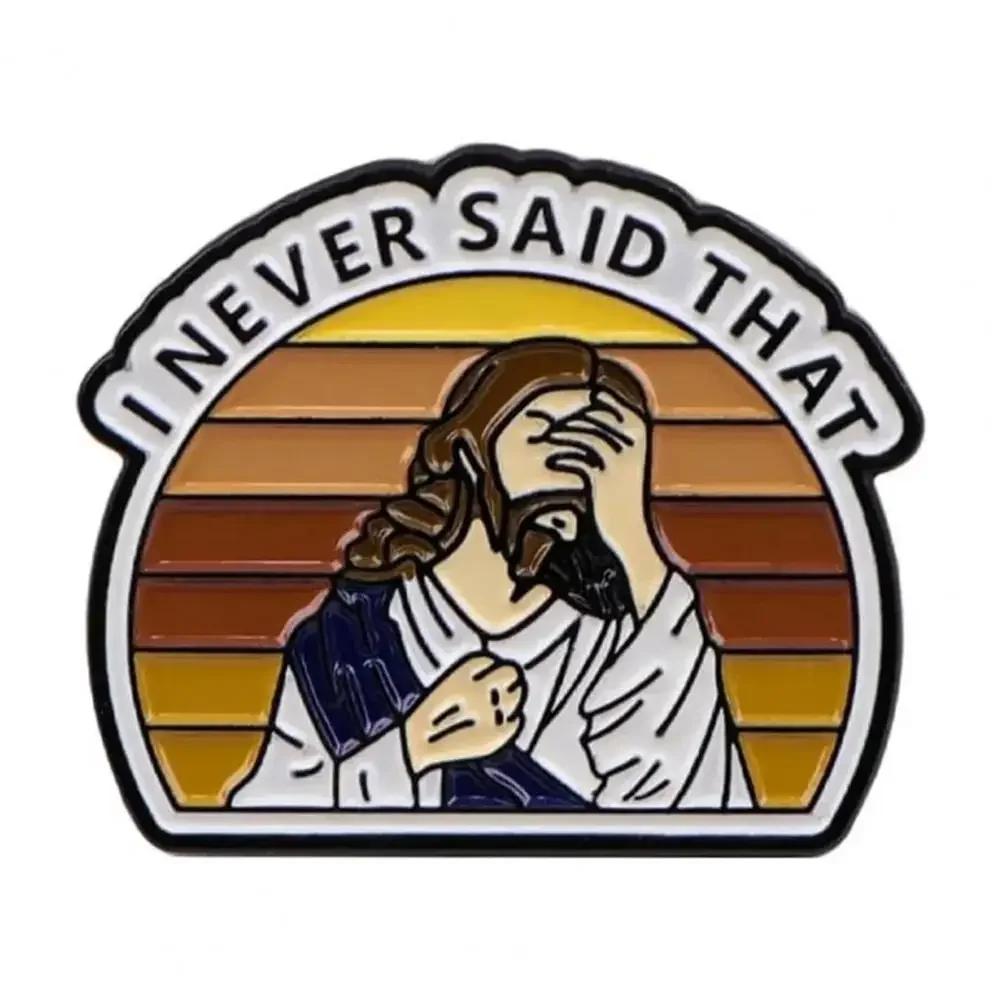 

Fashionable Jesus Pin Humorous Expression Jewelry Humorous Jesus Enamel Brooch Pins for Jackets Bags Retro Multi for Women