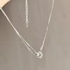 Fashion Double Layered  Color Necklace Punk Simple Smooth Linked Ring Circles Geometric For Women Girl Fine Jewelry Gift