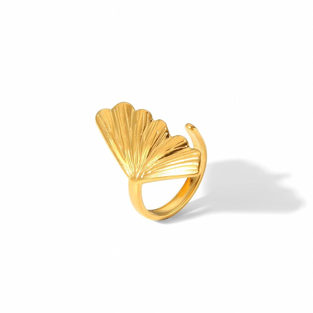 Womens 18k Gold Plated Stainless Steel Ring With Butterfly Bow For Daily Fashion Style C