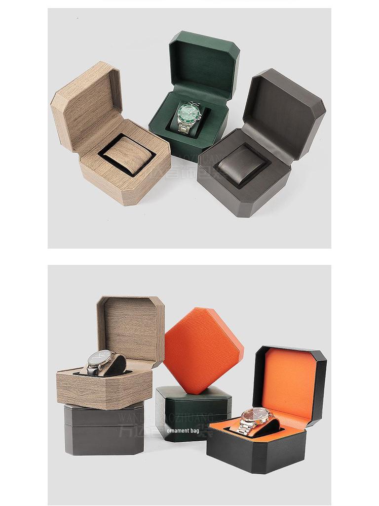 Men's Portable PU Leather Octagonal Watch Storage Box